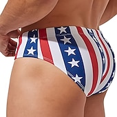 abordables Vêtements de Surf pour Hommes-Homme 250e anniversaire de l'Amérique Jour de l'Indépendance string de bain Sous-Vêtements Slips de natation Rayures imprimé Cordon de serrage Élastique Respirant Bas Surf Bikini Plongée Été