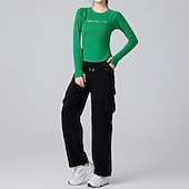 preiswerte Lauf-T-Shirts &amp; Tanktops-Damen Einfarbig Lauf-T-Shirt Fitnessshirt Sporttop Frühling Herbst Langarm Athleisure Baumwolle Warm Weich Atmungsaktiv Fitnessstudio Wandern Laufen Training Yoga Weinrot Schwarz Weiß Sportbekleidung