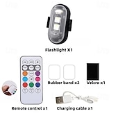 ieftine Lumini decorative-Lumini stroboscopice wireless cu telecomandă pentru motocicletă și mașină, LED-uri, 8 culori, anti-coliziune, încărcare USB, impermeabile, lumini de avertizare de urgență interioare pentru camion,