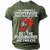 voordelige Grappige T-shirts voor mannen-Voor heren Haan Grappig jargon T-shirt Korte mouw T-shirt 3D-afdrukken Strakke ronde hals Overhemd Modieus Dagelijks Straat Dagelijks blauw Zwart Groen Zomer Lente Kleding S M L XL XXL XXXL