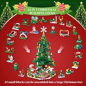 Χαμηλού Κόστους Ημερολόγιο έλευσης-Ημερολόγιο έλευσης χριστουγεννιάτικων δέντρων με δομικά στοιχεία με φως LED, ημερολόγιο αντίστροφης μέτρησης για χριστουγεννιάτικο κουτί δώρων, δομικό στοιχείο 24 ημερών για παιδιά ενηλίκων