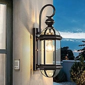 baratos luzes de parede ao ar livre-Iluminação externa 17 polegadas (cerca de 43,2 cm) luz de parede externa de cobre lanterna preta luz de varanda ip65 luz de parede externa à prova d'água adequada para casa, quintal, garagem, entrada