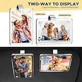 Χαμηλού Κόστους Κρεμαστά Μενταγιόν &amp; Διακοσμητικά Αυτοκινήτου-Μαγνητική θήκη φωτογραφιών αυτοκινήτου (ειδική για σκίαστρο) 2.36 3.5 κλιπ φωτογραφιών για σκίαστρο που υποστηρίζει οριζόντια/κάθετη οθόνη διαφανής ακρυλική κορνίζα φωτογραφιών σε μέγεθος πορτοφολιού