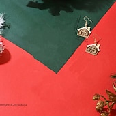 economico Anelli da donna-orecchini a forma di casa di pan di zenzero – graziosi orecchini natalizi con design dorato e marrone per donna