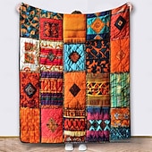 ieftine Pături-pătură vintage confortabilă în carouri cu cocoș, moale și ușoară &amp;farmec rustic pentru toate anotimpurile, cadoul perfect &amp;confort de zi cu zi