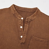 levne Ležérní tričko Henley-SoftFade™ Pánské tričko Henley T-shirt Tee dlouhý rukáv jednobarevné vintage retro ležérní styl obarvené vybledlé Henley ležérní jaro podzim černá šedá světle modrá Henley T-Shirt