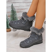 preiswerte Damenstiefel-wasserdichte Schneestiefel für Damen mit Kunstfellfutter – Winterstiefel zum Schnüren mit Reißverschluss und verstellbaren Schnürsenkeln, in mehreren Farben erhältlich