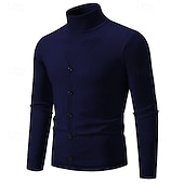 economico maglione pullover da uomo-Per uomo Felpa Maglione A Coste Maglia Top Regolari 2 in 1 Lavorato a maglia Semplice Dolcevita Maglieria Contemporaneo Casuale Abbigliamento quotidiano Abbigliamento Primavera Autunno Nero Borgogna