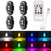 ieftine Lumini decorative-Lumini stroboscopice wireless cu telecomandă pentru motocicletă și mașină, LED-uri, 8 culori, anti-coliziune, încărcare USB, impermeabile, lumini de avertizare de urgență interioare pentru camion,
