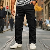 Χαμηλού Κόστους Στρατιωτικά παντελόνια-Ανδρικά Παντελόνια με τσέπες Παντελόνι Cargo Παντελόνι εργασίας Ελαστική μέση Πολλαπλή τσέπη Ισιο πόδι Σκέτο Πλήρες μήκος Δουλειά Διακοπές Εθνοτικό στυλ Μαύρο Πράσινο Χακί Ανελαστικό