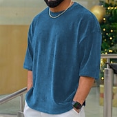 economico Magliette casual da uomo-Per uomo Maglietta Camicia di Velluto a Coste Camicia a Maniche Corte Manica Corta Girocollo Estate Semplice Moda Designer Essenziale Jacquard Vacanza Streetwear Uscire Vinaccia Nero Bianco Maglietta