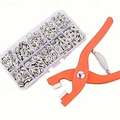 olcso művészet, kézművesség és varrás-50/100/150/200 darabos gyorsgomb készlet kézi szorító - stabil rozsdamentes acél készlet ruhákhoz, sapkákhoz és táskákhoz - tartalmazza a szerelési szerszámokat kézi szerszámok gyorsgomb készlet