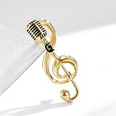 cheap Pins and Brooches-Brooches Classic Retro Music Notes Fashion Personalized Simple Trendy Brooch Jewelry Gold For Wedding Party Gift Engagement Prom Festival