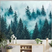 Χαμηλού Κόστους Δάσος Ταπισερί-ταπετσαρία τοίχου μυστηριώδες δάσος ομίχλη τοπίο θέα δέντρου μεγάλη τέχνη τοιχογραφία διακόσμηση κουβέρτα κουρτίνα κρεμαστή για σπίτι υπνοδωμάτιο σαλόνι κοιτώνα διακόσμηση τοίχου