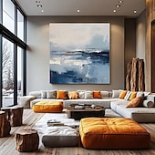 abordables Peintures Abstraites-Peinture à l'huile abstraite, faite à la main, représentant un paysage de lac sur toile. Art personnalisé, paysage de campagne, décoration intérieure.