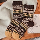 preiswerte Socken-Damen Strümpfe Outdoor Farbblock Polyester Urlaub Lässig Elastisch Warm 1 Paar