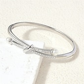 cheap Bracelets-Zircon Geometrical Totem Series Cute Stylish Simple Trendy Chrome Bracelet Jewelry Silver / Golden For Wedding Party Engagement Prom