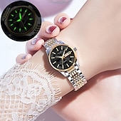 ieftine Ceasuri Quartz-Două ceasuri noi și la modă cu cuarț pentru cupluri - carcasă din oțel inoxidabil, rezistență la apă IPX7, calendar dublu luminescent, dată și afișaj duminică/luni, curea din aliaj - cadou ideal