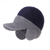 economico Cappelli da uomo-Per uomo Unisex Cappello con paraorecchie Cappelli Invernali Cappello lavorato a maglia Berretto Invernale Cappello Berretto Invernale Nero Blu marino Poliestere Lavorato a maglia Accogliente