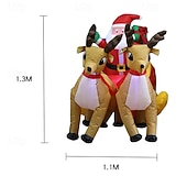 クリスマス 2匹のトナカイがサンタクロースを引っ張る LED ライト付き インフレータブルエアモデル 屋内と屋外の中庭、リビングルーム、芝生、フェスティバル、パーティーの装飾ライト 長さ 2.2m 幅 1.1m 高さ 1.3m お買い得  屋外のクリスマスライト-クリスマス 2匹のトナカイがサンタクロースを引っ張る LED ライト付き インフレータブルエアモデル 屋内と屋外の中庭、リビングルーム、芝生、フェスティバル、パーティーの装飾ライト 長さ 2.2m 幅 1.1m 高さ 1.3m