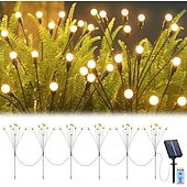 billige Landskapslys-6 i 1 Utendørs Solcelle Vanntett Fyrverkeri Bakke Plugg Inn Lys 48LED Stråler Gårdsplass Hage Gressbane Park Atmosfære Dekorasjon Lys Landskapslys 8 Funksjon Fjernkontroll