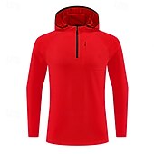 billiga Löpar-T-shirts och linnen-Herr Solid färg T-shirt för jogging Gymtröja Sport topp Höst vinter Huva Långärmad Fritids- Mjuk Andningsfunktion Gym Camping Löpning Träna Yoga Svart Vit Röd Sportkläder Sportkläder