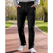abordables Pierna Recta-Hombre Pantalones de Deporte Pantalones Pantalones deportivos de pierna recta Correa Bolsillo Cintura elástica Bloque de color A Rayas Comodidad Diario Deporte Moda Casual Vino Verde Ejército