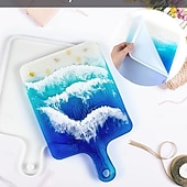 tanie Obniżone do 30 $-żywica silikonowa taca formy forma odlewnicza do żywicy epoksydowej majsterkowanie żywica duża porcja w kształcie prostokąta uchwyt deska do dekoracji wnętrz-rękodzieło agatowa geoda taca na kółkach