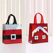 Недорогие Подарочные коробки и упаковочная бумага-12 многофункциональных нетканых рождественских пакетов для упаковки подарков и покупок - пакеты для сладостей с ручками, товары для рождественских вечеринок (2 вида)