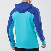 tanie Kurtki biegowe-Męskie Kolorowy blok Kurtka sportowa Jesień / Zima Kaptur Długi rękaw Athleisure Ochrona przed słońcem Lekki Siłownia Piesze wycieczki Bieganie Trening Joga Czarny Niebieski Ciemnoniebieski Odzie