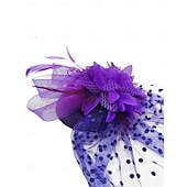 ieftine fascinatoare-Palarioare Tul Material Textil Pălărie Nuntă Petrecere ceai Cursă de cai cocktail Elegant Epocă Cu Pene Tul Diadema Articole Pentru Cap