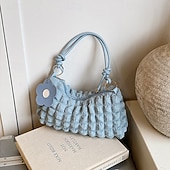 Χαμηλού Κόστους Αποθήκευση &amp; Οργάνωση-τσάντα ώμου με χιαστί φερμουάρ – πλισέ τσάντα μασχάλης με φυσαλίδες, μονόχρωμη καθημερινή τσάντα για καθημερινή χρήση και εξόδους