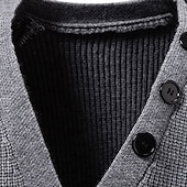 baratos suéter pulôver masculino-Homens Suéter Pulôver suéter Estriado Tricotar Tops regulares Conversível Tricotado Tecido Xaile Roupa de Malha Moderna Casual Roupa Diária Roupa Outono Inverno Preto Branco M L XL