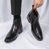 お買い得  チェルシーブーツ-メンズブラウンフェイクレザーチェルシーブーツ - スタイリッシュなスリッポンデザイン、快適で多用途、フォーマルやスマートカジュアルなシーンに最適