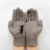 baratos Luvas-Mulheres 1 par Ponta dos Dedos / Luvas de Inverno / luvas de malha Roupa de rua / Ao ar livre Luvas - Imprimir Dedo Total / Imprimir