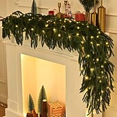 preiswerte LED Lichterketten-Neue 1,5M 1,8M 2,7M Norfolktanne Girlande für Dekorationen LED Lichterkette Künstliche Party-Girlande mit Lichtern für Innendekoration Urlaub Beleuchtung AA-Batteriebetrieb