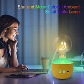 Недорогие Рождественские огни-1 шт. светодиодный ночник в форме луны и звезды G80, перезаряжаемая настольная лампа RGB желтого цвета с регулировкой яркости, декор для комнаты, подарочный светильник в форме луны