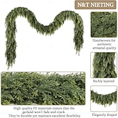 olcso Koszorúk, Girlandok és Díszek-karácsonyi cédrus girland valósághű, puha vastagságú fenyővel, műzöld műcédrus fenyő girland kandallópárkányhoz beltéri és kültéri ünnepi parti lakberendezéshez