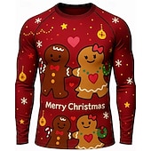 preiswerte Lauf-T-Shirts &amp; Tanktops-Weihnachten Herren Lauf-T-Shirt Fitnessshirt Trainingsshirt 3D-Druck Langarm Oberteil Straße Lässig Herbst Grafik Schweißableitend Atmungsaktiv sportlich Sportbekleidung Sportkleidung Rote