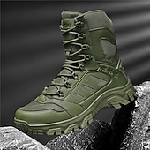 お買い得  ハイキングブーツ-通気性のあるメッシュパネルと頑丈なソールを備えたメンズライトブラウンのタクティカルコンバットブーツ。ハイキング、ハンティング、サバイバルトレーニングに最適な耐久性のあるミリタリースタイルのフットウェア。