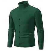 economico maglione pullover da uomo-Per uomo Felpa Maglione A Coste Maglia Top Regolari 2 in 1 Lavorato a maglia Semplice Dolcevita Maglieria Contemporaneo Casuale Abbigliamento quotidiano Abbigliamento Primavera Autunno Nero Borgogna