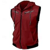 abordables sudaderas basicas hombre-Hombre Sudadera Sudadera con capucha y cremallera completa Negro Vino Rojo Azul Marino Morado Con Capucha Bloque de color Correa Bolsillo Deporte Diario Festivos Poliéster Ropa de calle Básico Casual