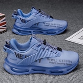 abordables Chaussures de Course pour Hommes-Baskets jaunes de style urbain pour hommes avec semelle à coussin d'air et tige en mesh, chaussures de sport légères et tendance pour la course, la salle de sport et les vêtements décontractés