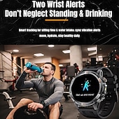 رخيصةأون ساعات ذكية-ساعة ذكية 2025 بنظام تحديد المواقع العالمي (GPS) بشاشة 1.46 بوصة مزودة ببوصلة ومصباح يدوي وبلوتوث ومكالمات وبطارية 580 مللي أمبير في الساعة ومقاومة للماء وتتبع اللياقة البدنية وساعة رياضية ذكية