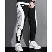 Χαμηλού Κόστους Αθλητικά παντελόνια-Ανδρικά Αθλητικές Φόρμες Τζόγκκερ Παντελόνια Κορδόνι Τσέπη Ελαστική μέση Συνδυασμός Χρωμάτων Γράμμα Άνεση Υπαίθρια Αθλήματα Καθημερινά Μοντέρνα Καθημερινό Μαύρο Γκρίζο Μικροελαστικό