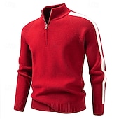 economico maglione pullover da uomo-Per uomo Felpa Maglione Maglione con zip a un quarto A Coste Maglia Top Regolari Lavorato a maglia Slim Fit Semplice Colletto Mao Maglieria Contemporaneo Affari Casuale Abbigliamento Autunno Nero