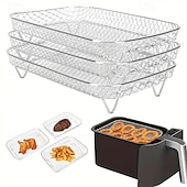 baratos Utensílios &amp; Aparelhos de Cozinha-Conjunto de acessórios para fritadeira de ar de aço inoxidável de 3 níveis - bandejas empilháveis para forno e fritadeira de ar, laváveis na máquina de lavar louça, ideais para cozinhar de forma