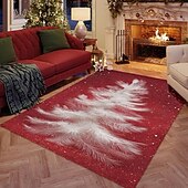 Недорогие Коврики-Коврик с белым рождественским деревом для гостиной и спальни элегантный белый сосновый коврик с красным фоном из искуcственного кашемира праздничное декоративное искусство мягкий нескользящий