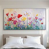 Недорогие Картины с цветочными мотивами-Нарисованная вручную красочная картина маслом на холсте, оригинальная большая флора, растение, пейзаж, настенная живопись, современный диван, фон, декор для стены