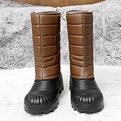 abordables Botas de invierno y nieve-Botas de nieve impermeables marrones para hombre: aislantes y duraderas, perfectas para deportes de invierno, raquetas de nieve y aventuras al aire libre.